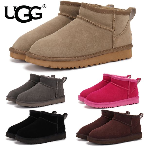 UGG Women's Classic Ultra Mini Snow Boots Suede Shearling Lined Flat Sole Anti-slip Warm Winter Ankle Boots Multiple colors