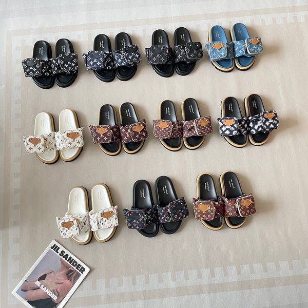 LV X Takashi Murakami Pool Pillow Comfort Mini Bag Decor Strap Platform Slide Sandals For Women Non Slip Thick Sole Casual Beach Vacation Slippers Multiple colors