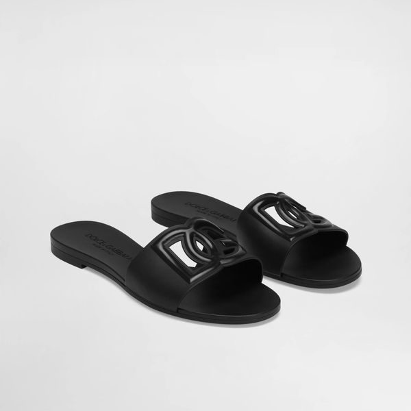 Designer Sandals Women Interlocking Slides Rubber Slippers Ladies Flat Beach Jelly Script Blue Summer Fall Mules Outdoor Waterproof Luxury